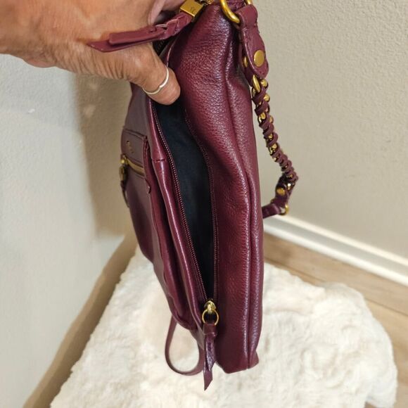 Elliott Lucca Burgandy Leather Crossbody with Chain Strap - Picture 14 of 14